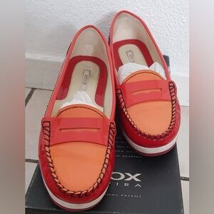 *NEW*GEOX Women's leather platform loafers D22U4S SZ 37